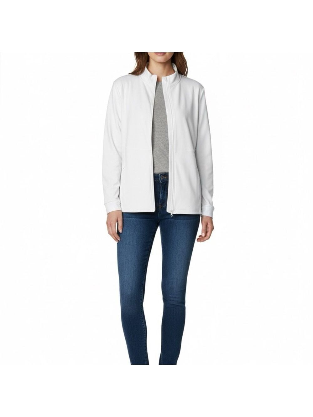 JOE FRESH ACTIVE White Full Zip Lightweight Jacket Side Zip Pockets US Sz 2X